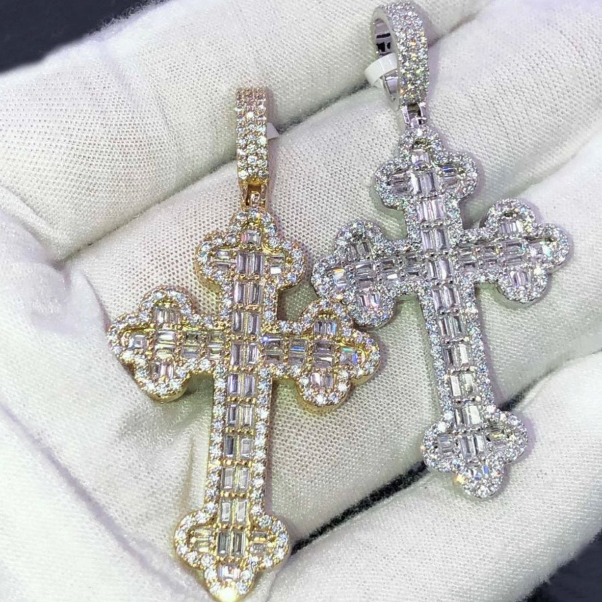 14kt Baguette Cross Pendant