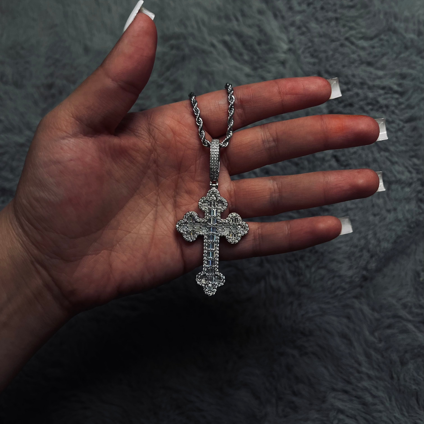 14kt Baguette Cross Pendant