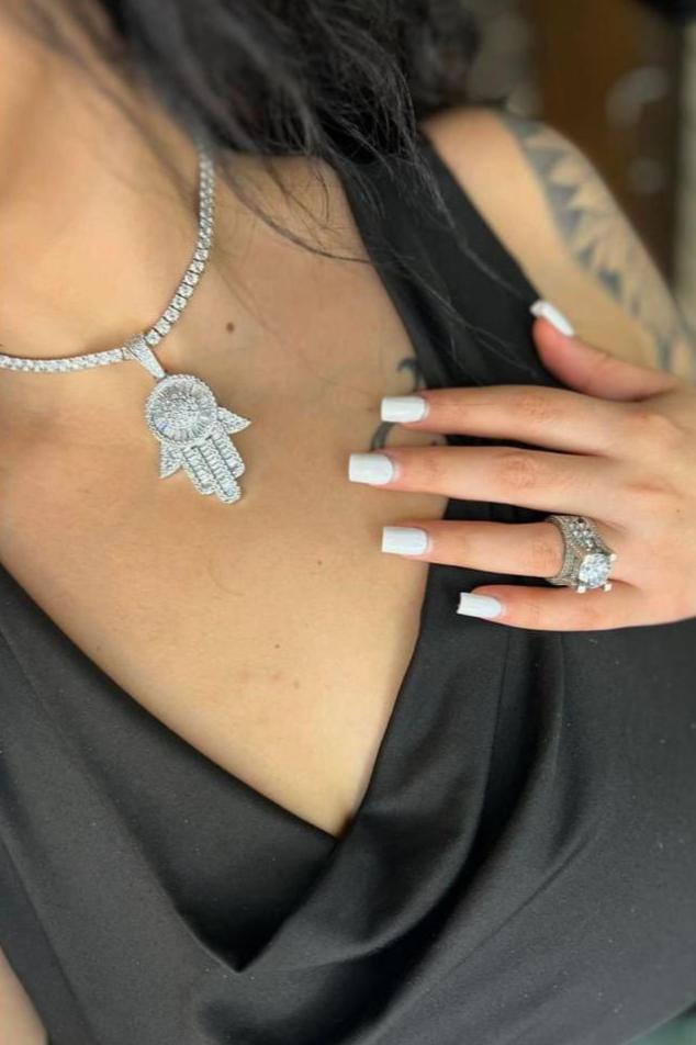 Large 18k White Gold Hamsa Pendant