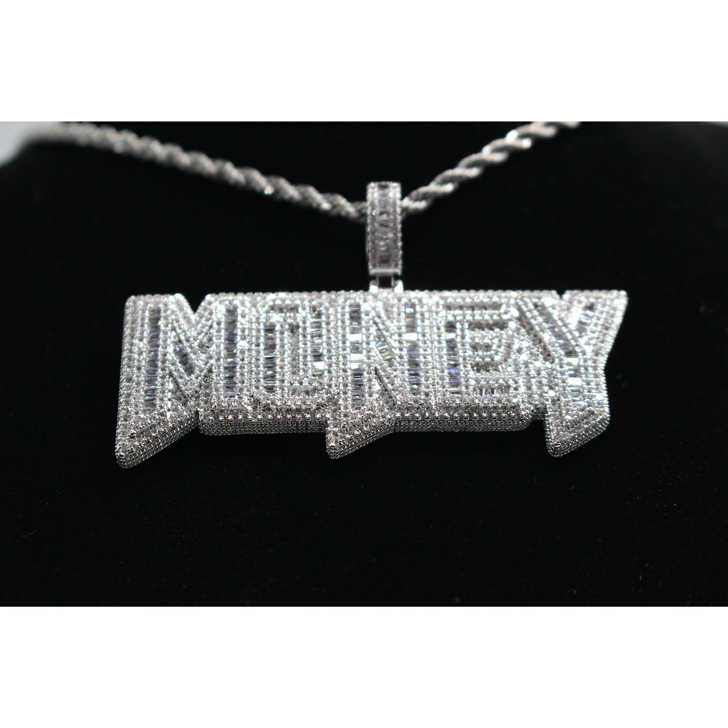 Money Baguette VVS CZ Hip Hop Iced Out Pendant