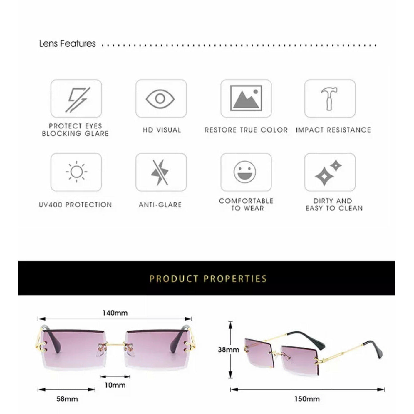 90’s Vintage Rimless Fashion Glasses