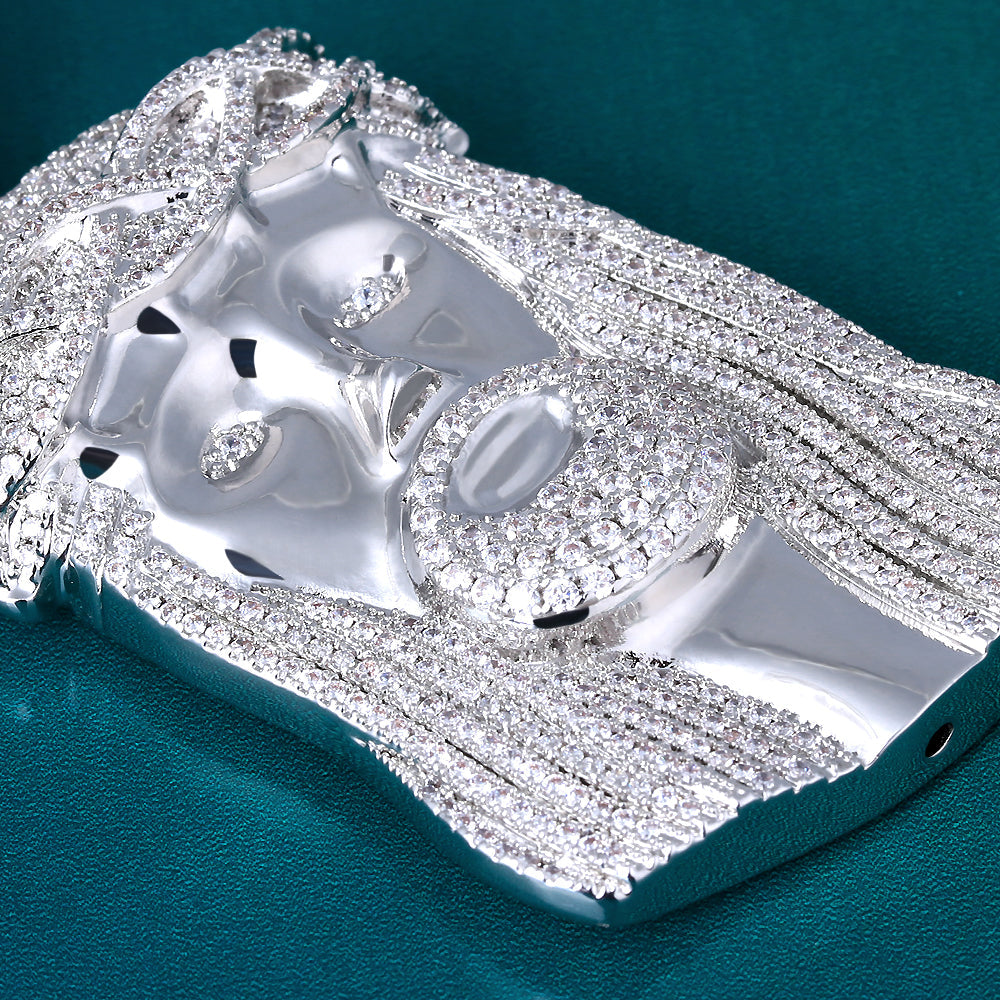 Large White Gold Jesus Pendant