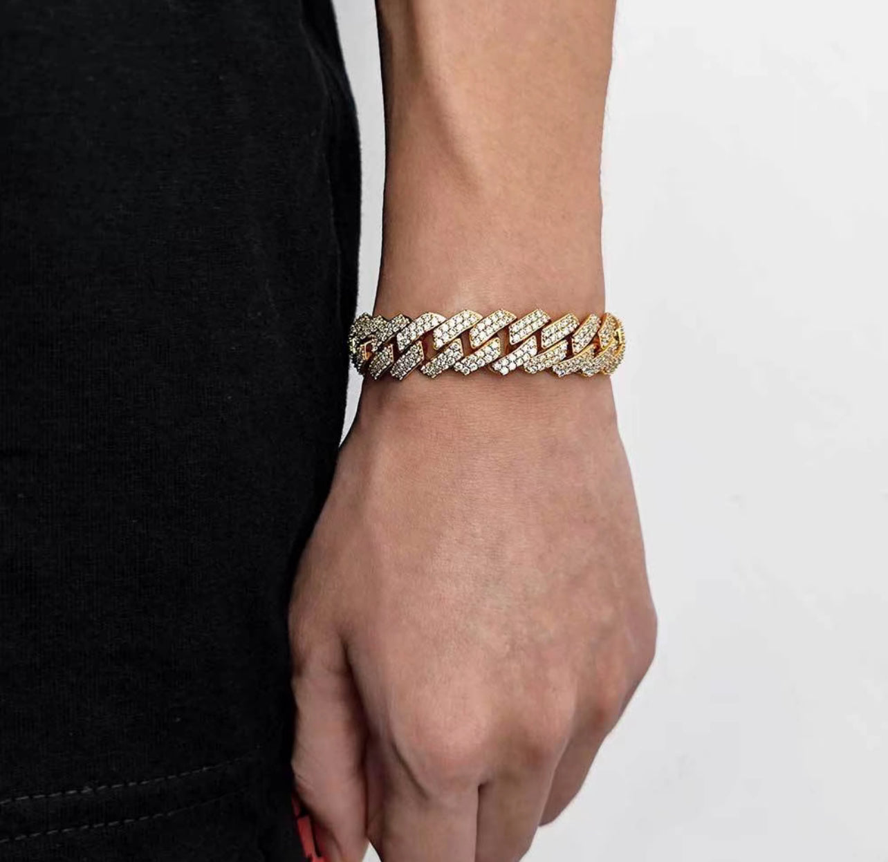 Diamond Prong Cuban Link Bracelet- 12mm