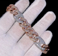 Gucci Cuban Curb Link Two Tone Iced Out Bracelet