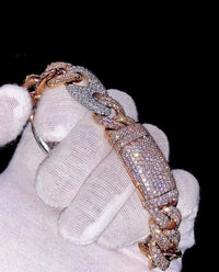 Gucci Cuban Curb Link Two Tone Iced Out Bracelet