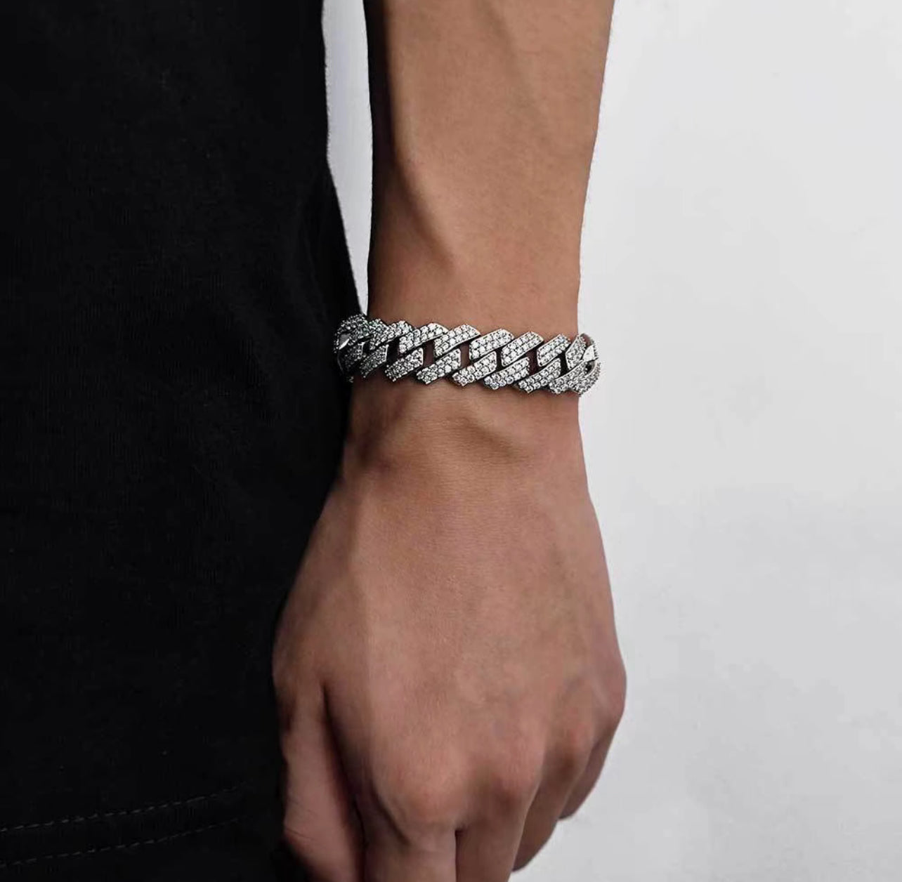 Diamond Prong Cuban Link Bracelet- 12mm