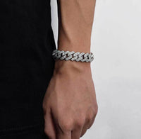 Diamond Prong Cuban Link Bracelet- 12mm