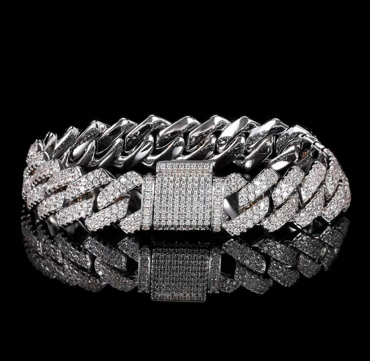 Diamond Prong Cuban Link Bracelet- 12mm