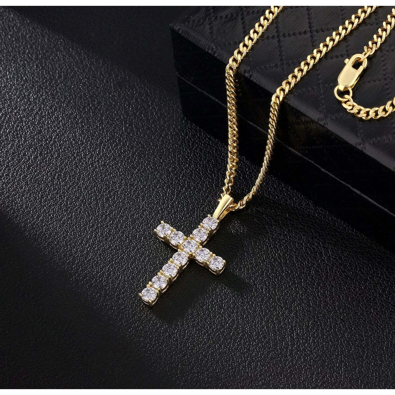14kt Gold Vermeil 925 Silver Moissanite Cross Pendant