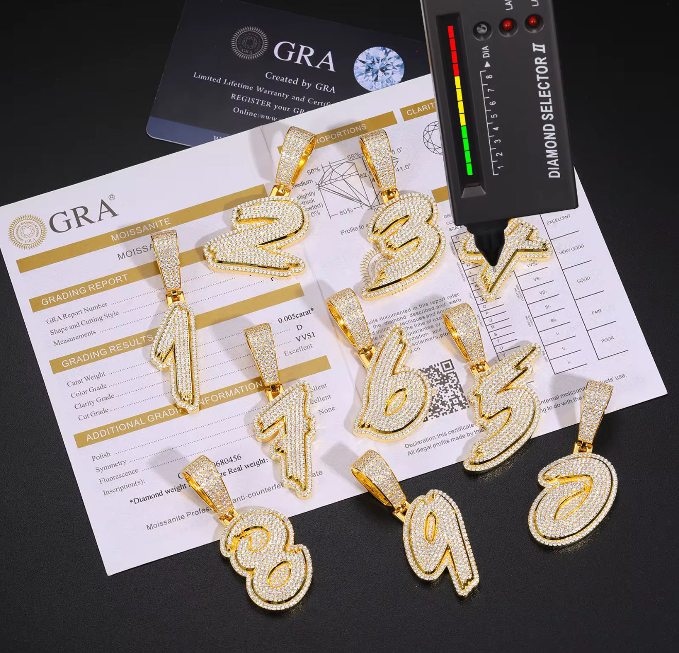 Moissanite Numbers Pendant