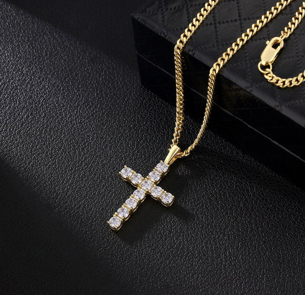 14kt Gold Vermeil 925 Silver Moissanite Cross Pendant