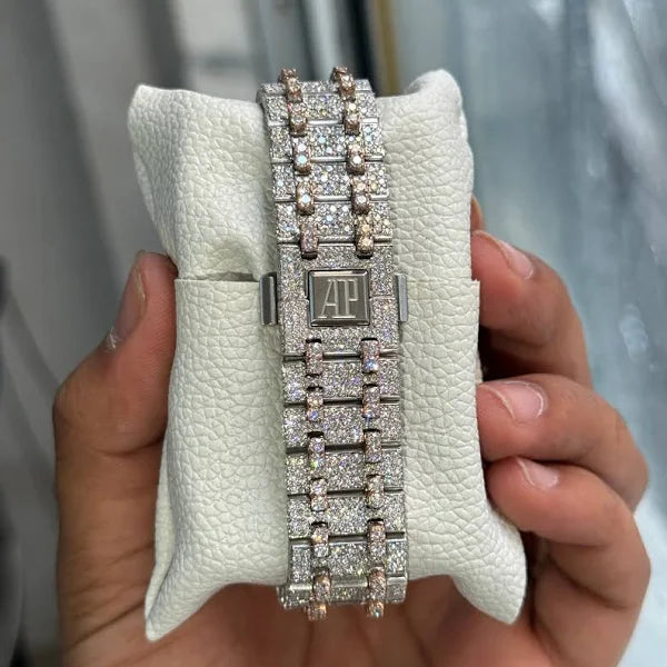 Audemars Piguet Royal Oak Dual Tone Iced Out Moissanite Diamond Watch