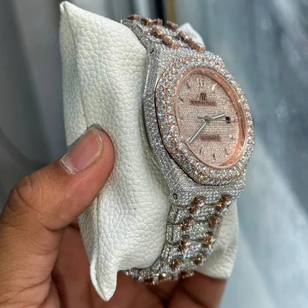 Audemars Piguet Royal Oak Dual Tone Iced Out Moissanite Diamond Watch