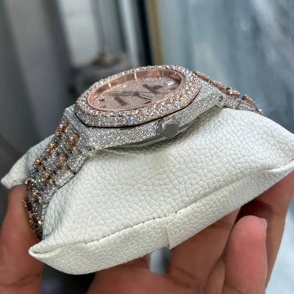 Audemars Piguet Royal Oak Dual Tone Iced Out Moissanite Diamond Watch