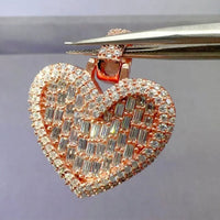 18k Baguette Heart Pendant