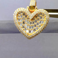 18k Baguette Heart Pendant