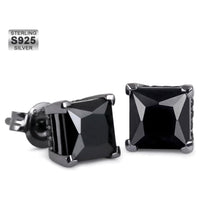 14k 925 Sterling Silver Black Stud Earrings