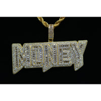 Money Baguette VVS CZ Hip Hop Iced Out Pendant