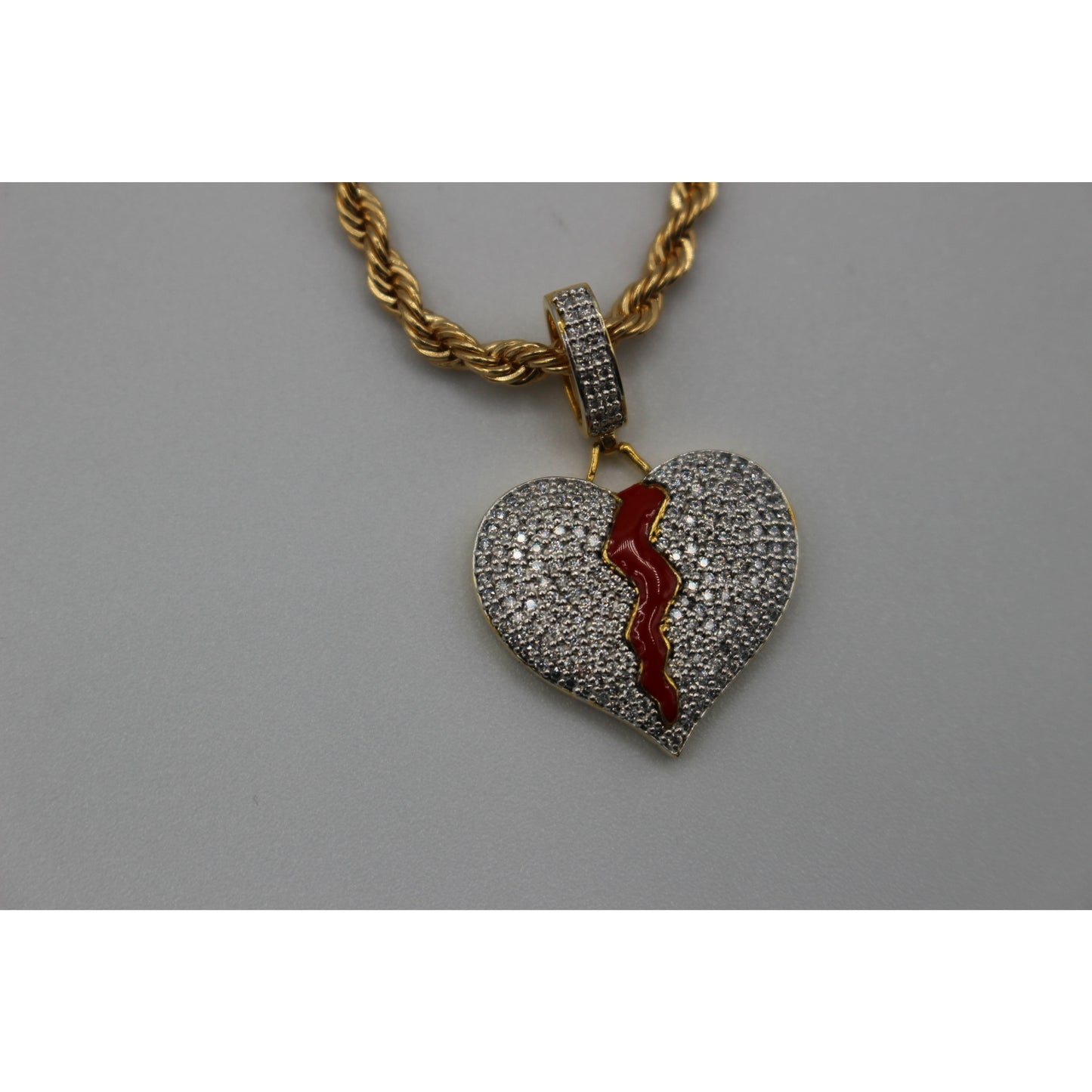 Moissanite Broken Heart Pendant