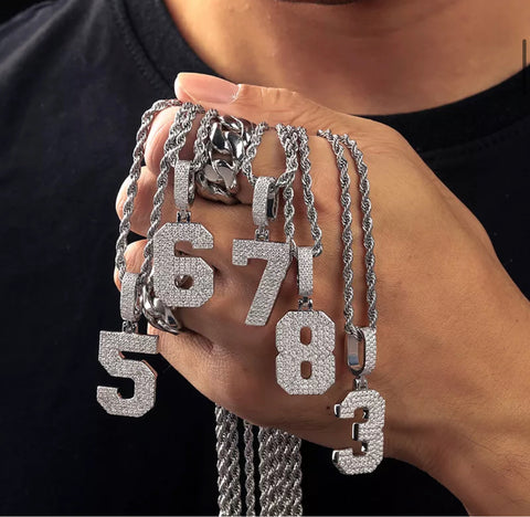 Moissanite Arabic Number Pendant