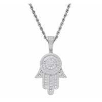 Large 18k White Gold Hamsa Pendant
