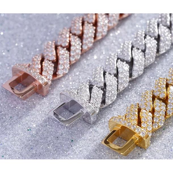 Diamond Prong Link Bracelet 15mm