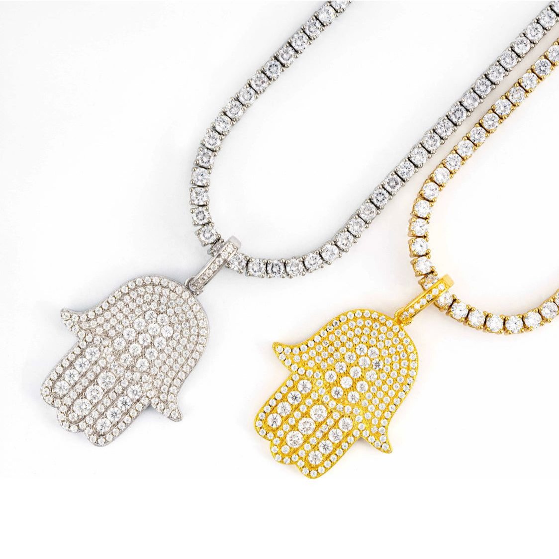 VVS Moissanite Iced Out Hamsa Pendant