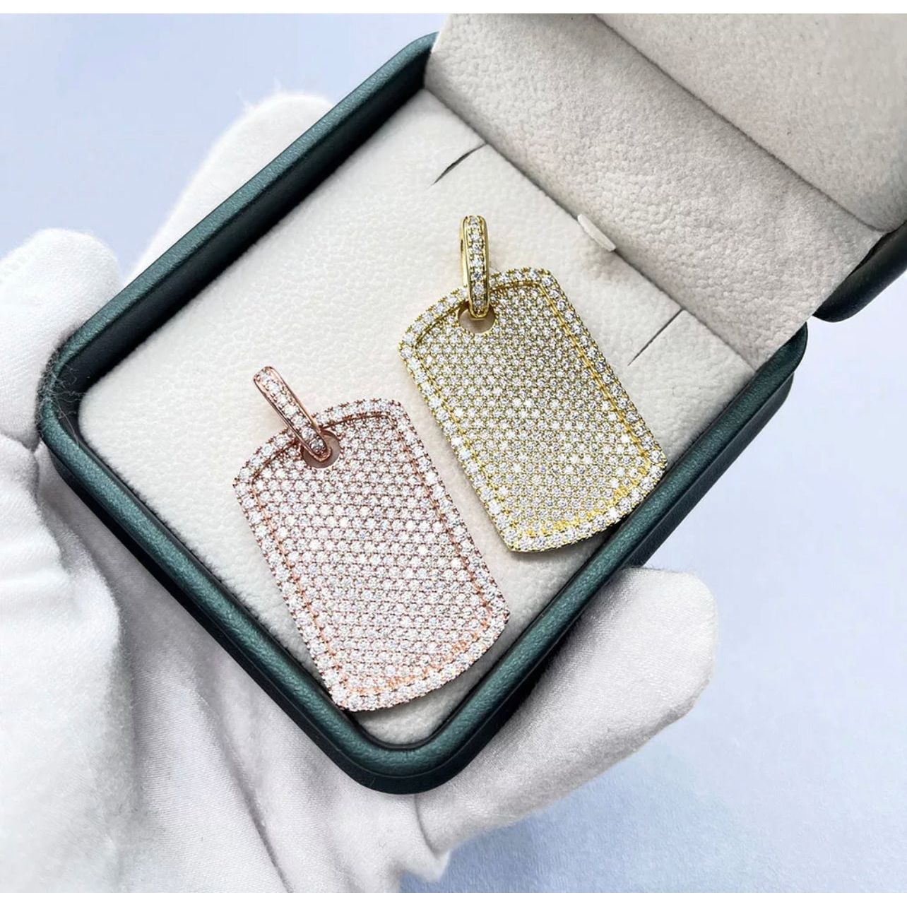 Iced Out Moissanite Dog Tag Pendant