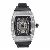 Iced Out Black Rubber Strap Watch