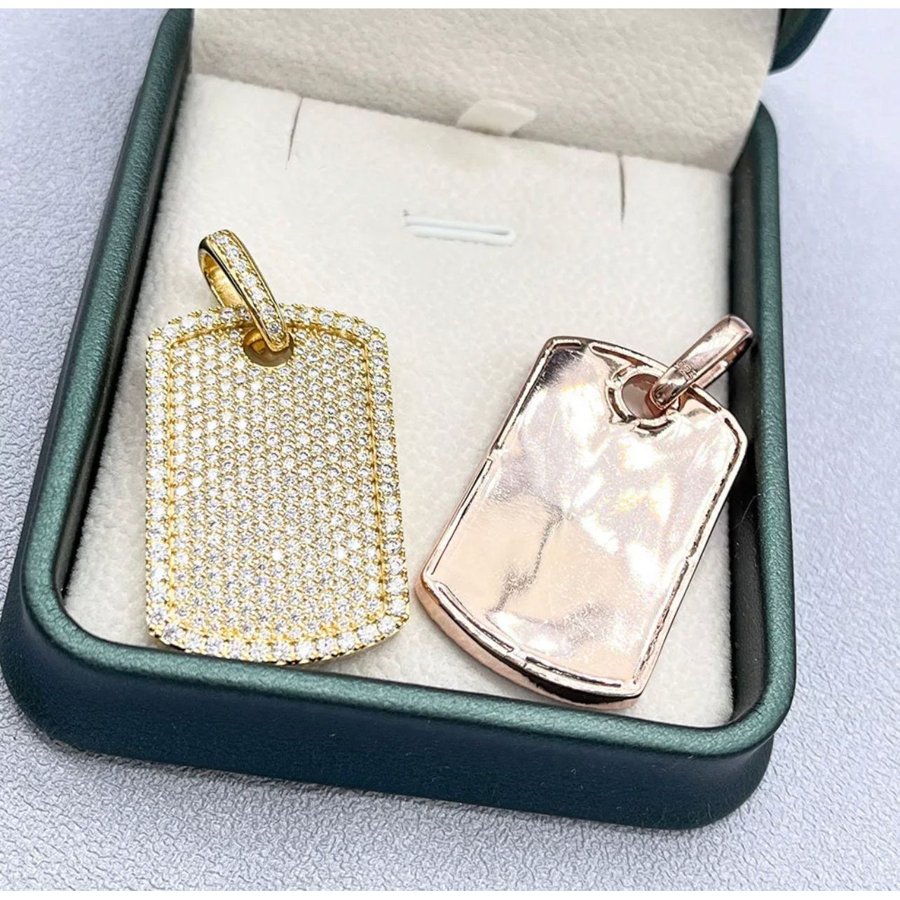 Iced Out Moissanite Dog Tag Pendant