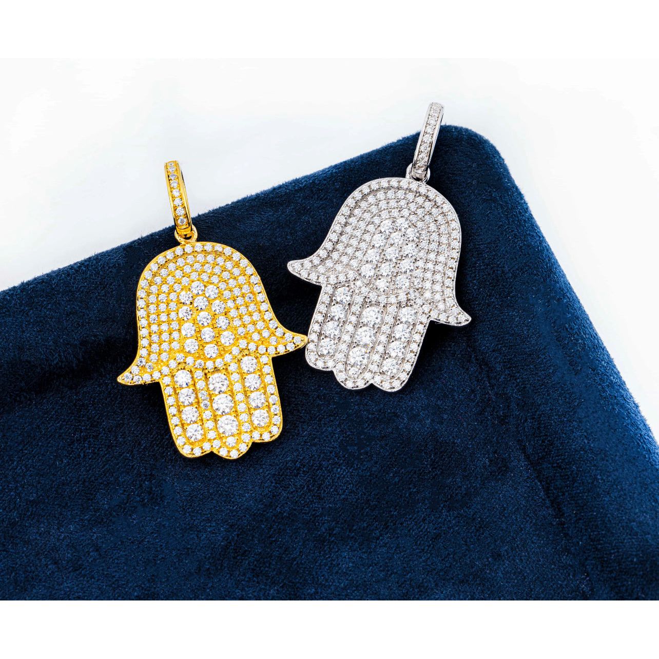 VVS Moissanite Iced Out Hamsa Pendant