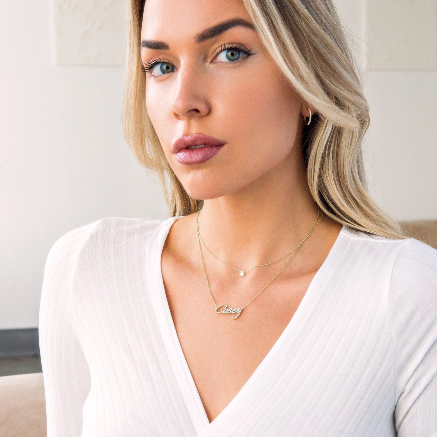 Womens Custom S925 Moissanite Diamond Nameplate Necklace