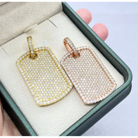 Iced Out Moissanite Dog Tag Pendant