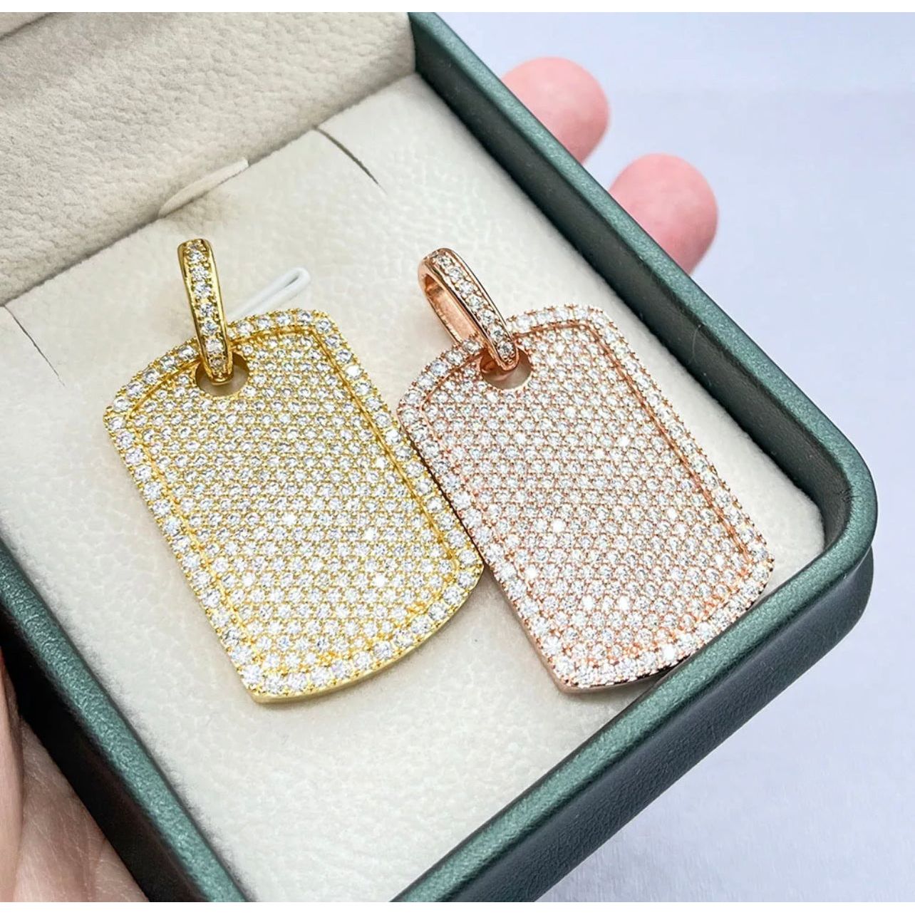 Iced Out Moissanite Dog Tag Pendant