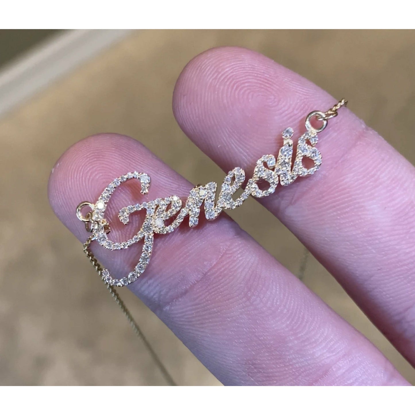 Womens Custom S925 Moissanite Diamond Nameplate Necklace