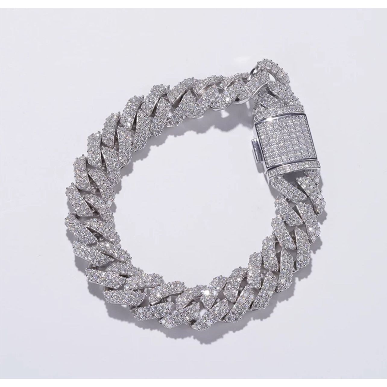 Diamond Prong Link Bracelet 15mm