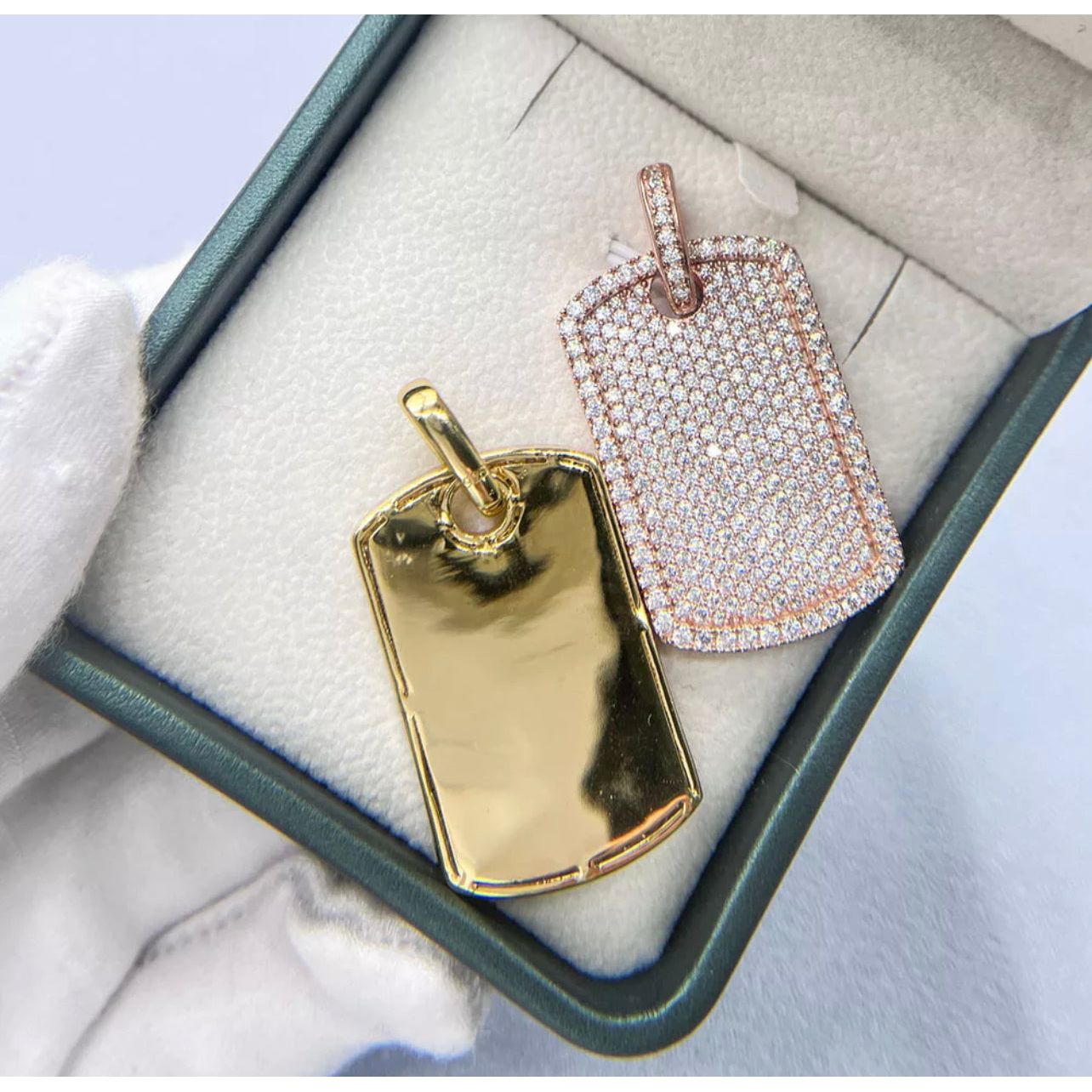 Iced Out Moissanite Dog Tag Pendant