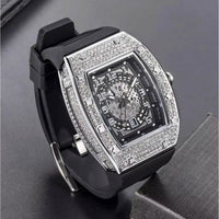 Iced Out Black Rubber Strap Watch