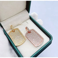 Iced Out Moissanite Dog Tag Pendant