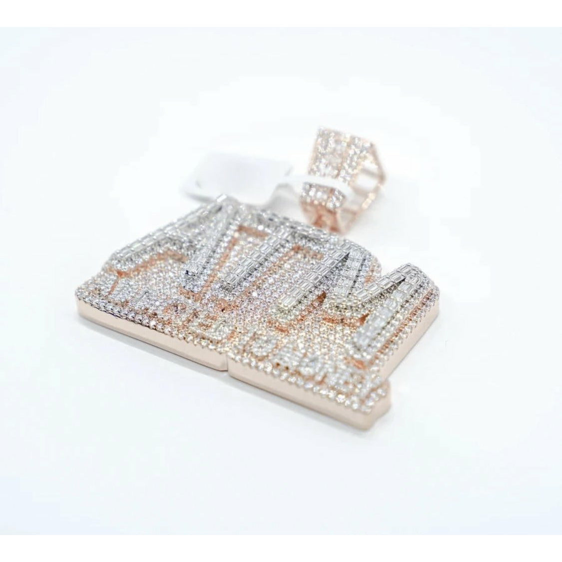 ATM Addicted To Money Baguette Cz Pendant