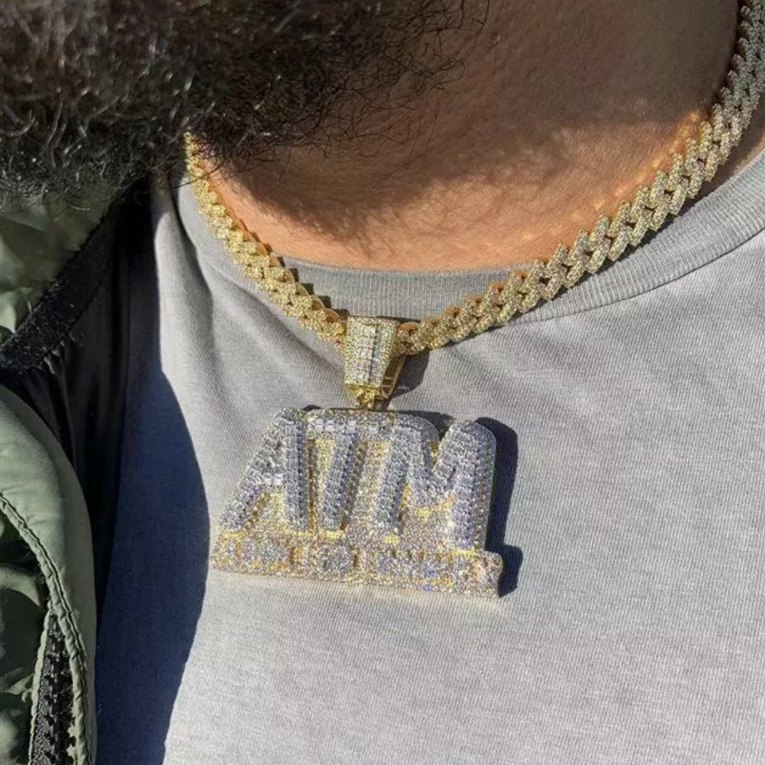 ATM Addicted To Money Baguette Cz Pendant